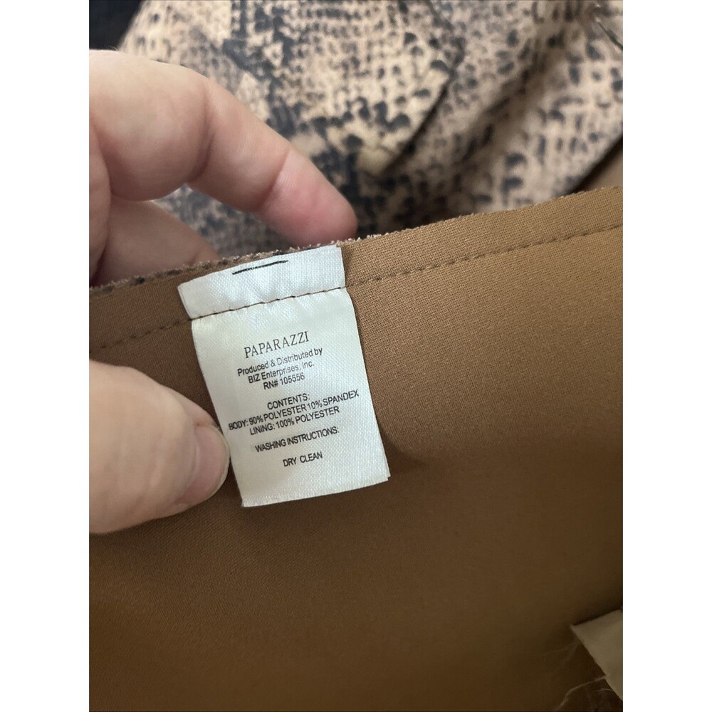 Paparazzi by Biz SnakeSkin Pattern Jacket Blazer Coat Medium (Tan/Brown) - Picture 7 of 10